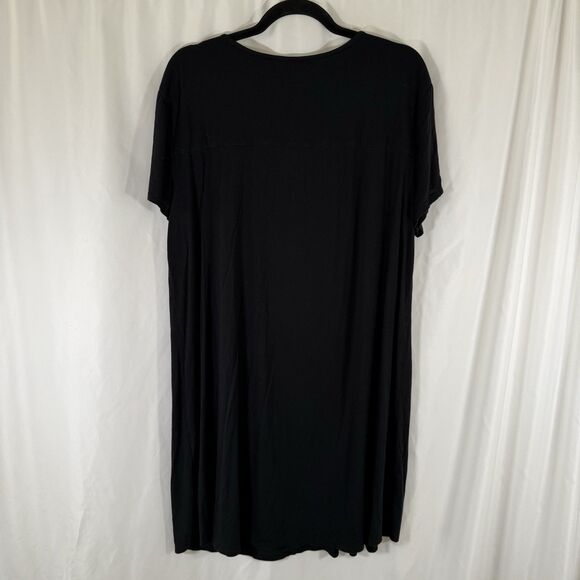 Soma Sleep Dress Women's XL Black Short Sleeve Vneck Stretch Rayon - Picture 9 of 11